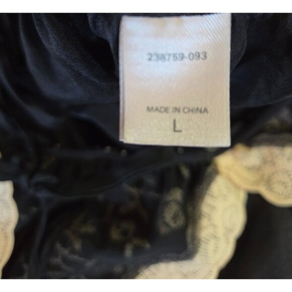 Victorias Secret Black Silk Babydoll Lingerie Large Cross-Stitch Cups Straps - Picture 5 of 8